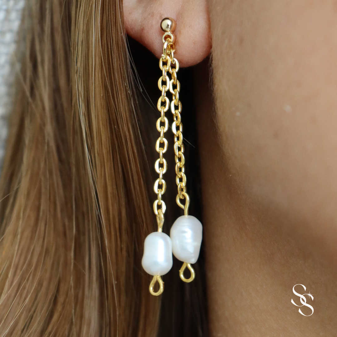 Dancing Twin Pearl Earrings