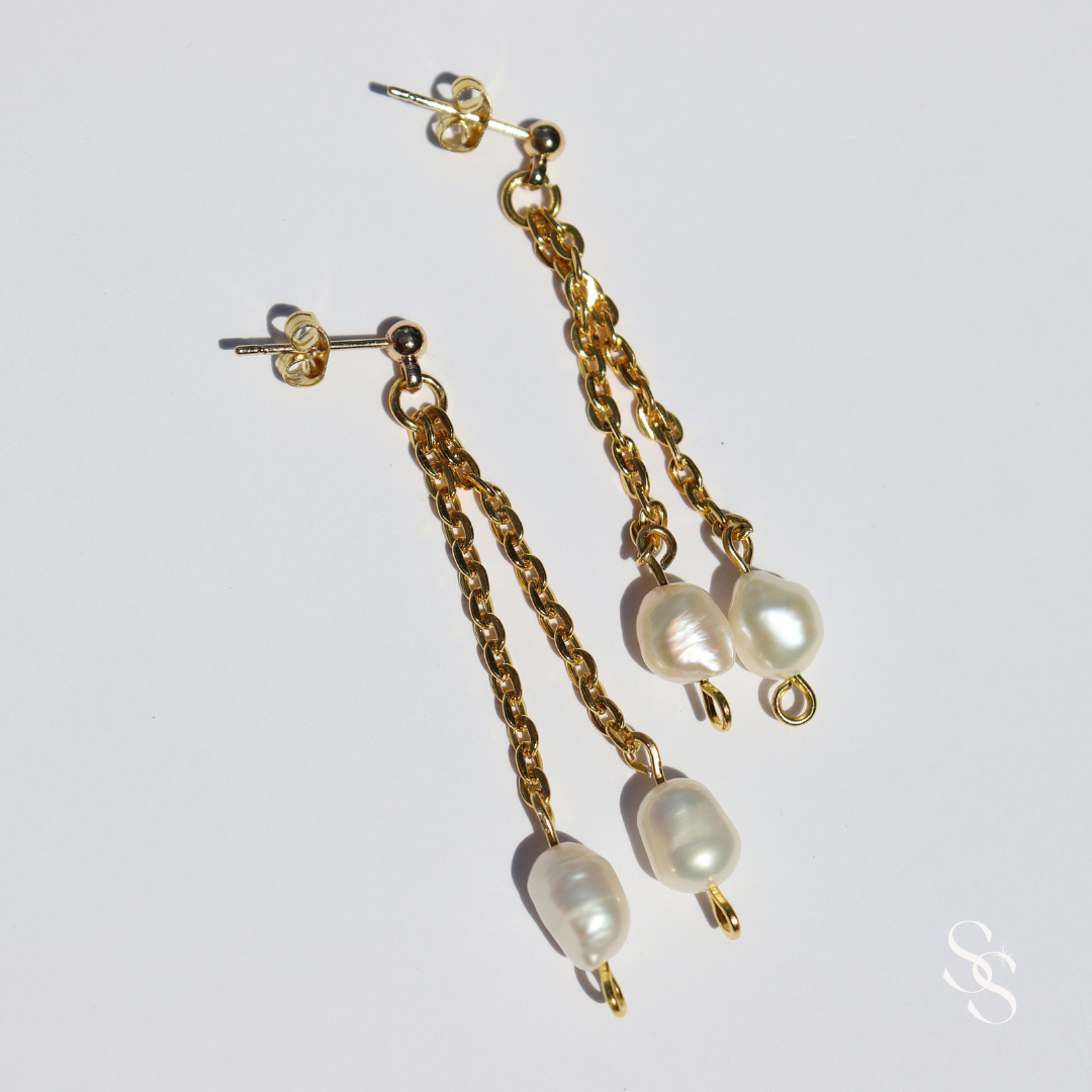 Dancing Twin Pearl Earrings